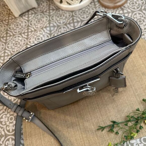 Michael Kors Grey Pebbled Leather Hamilton Tote Shoulder Crossbody Bag Compact - Picture 3 of 13